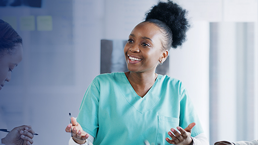 Young nurse asking questions