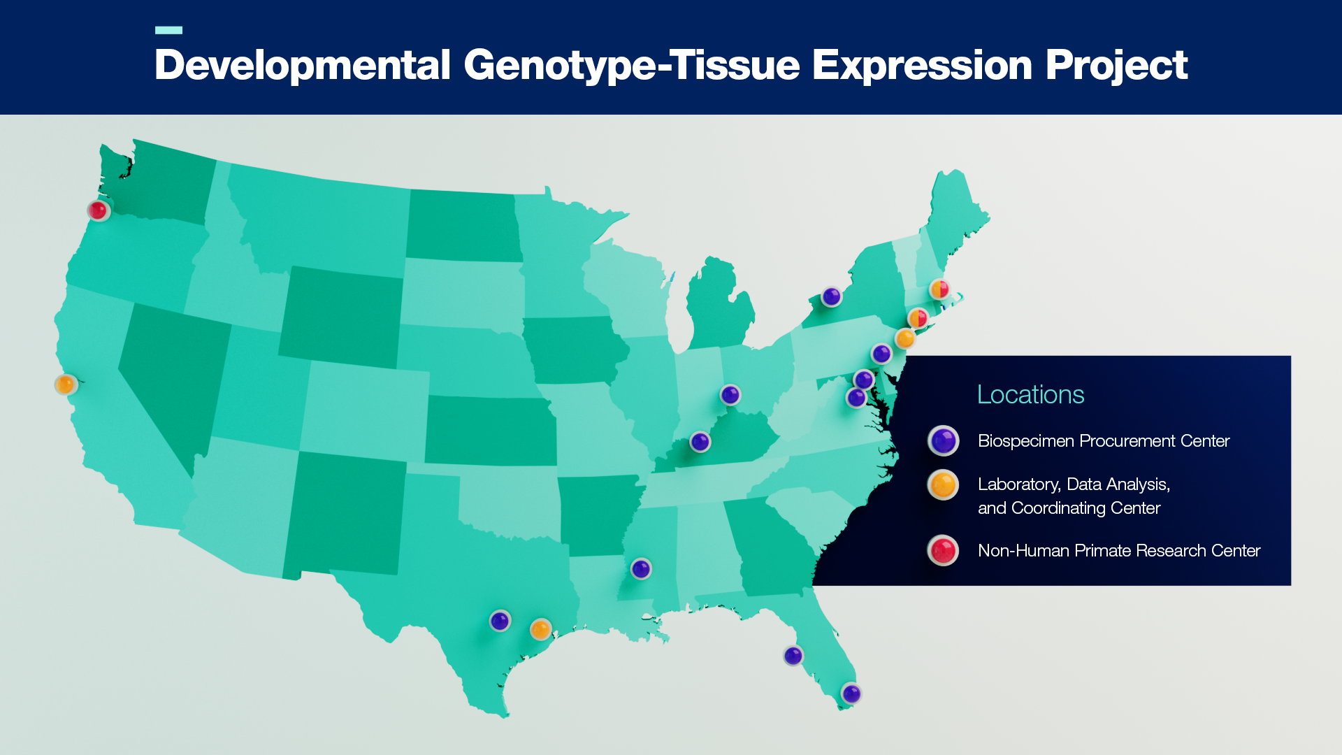 dGTEx BCP and LDACC locations map