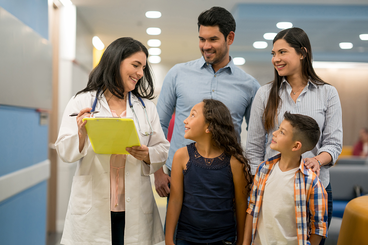 Family visit to doctor's office