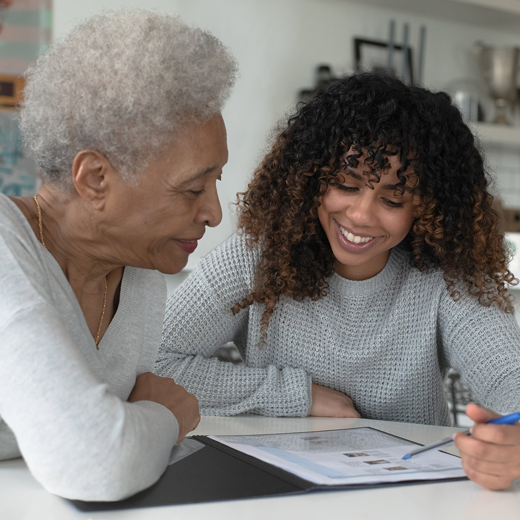 Grandmother and daughter side-by-side