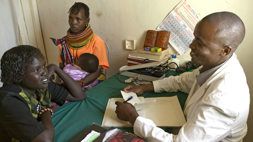 African doctor with residents